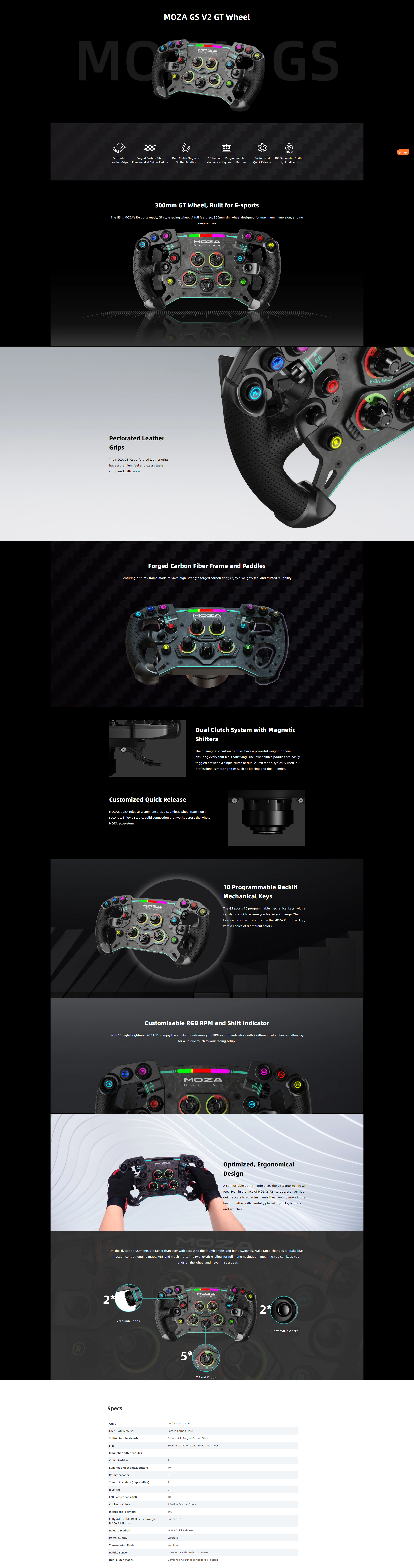 A large marketing image providing additional information about the product MOZA GS GT V2 Steering Wheel - Additional alt info not provided